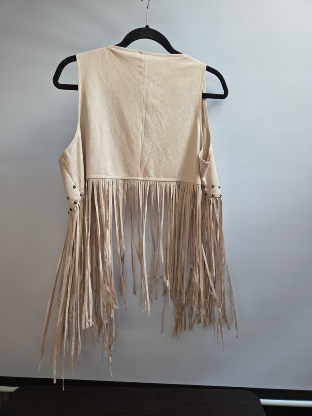 BCBGeneration Fringe Vest Women  Cream Cotton Country Studded Bohemian Hippie OS - Picture 4 of 6